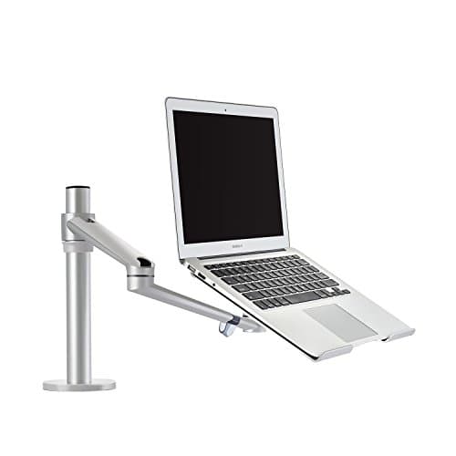 Image of ThingyClub® Adjustable Aluminium Universal Single Laptop Notebook or Tablet Desk Mount Arm Stand Bracket with Tilt and Swivel (Single Laptop - Silver)
