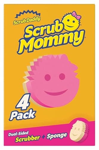 Image of Scrub Daddy Scrub Mommy Cleaning Sponges - Dual Sided Non Scratch Sponge Scourers, Smiley Kitchen Sponges for Dishwashing & Bathroom, FlexTexture Dish Scrubber Sponge, Assorted 4 Pack