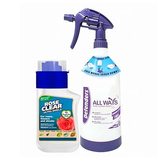 Image of Rose Clear Bug Spray Killer - 1L Multi Purpose Home & Garden Spray Bottle & 3 in 1 Rose Ultra Shield Concentrate 200ml Insecticide and Fungicide Insect Killer. Rose Plant Protection with Topline Card