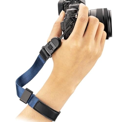 Image of JJC Universal Camera Hand Wrist Strap - Novel Quick Release Buckle + Adjustable Slider Desgin for Canon Nikon Sony Fujifilm Pentax Olympus DSLR/SLR camera -BLUE