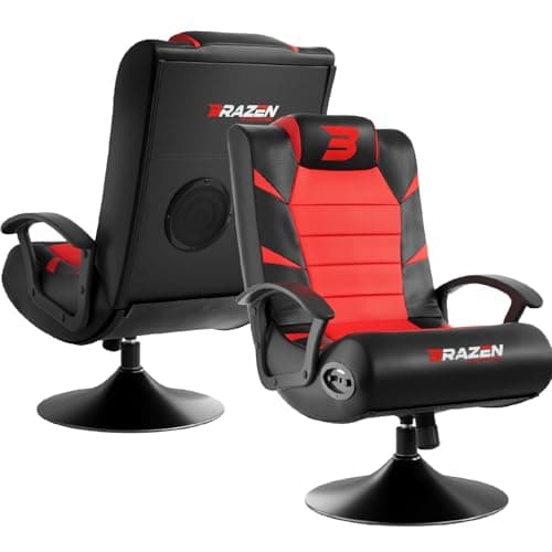 Image of BraZen Kids Gaming Chairs for Kids Gaming Chair with Speakers Subwoofer Bluetooth Compatible All Games Consoles Small Junior Foldable Rocker Video Games Chairs Speakers British Brand Pride – Red