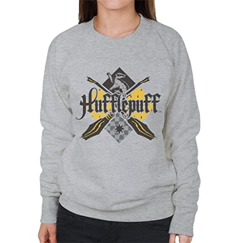 Image of All+Every Harry Potter Hufflepuff Quidditch Crest Women's Sweatshirt Heather Grey