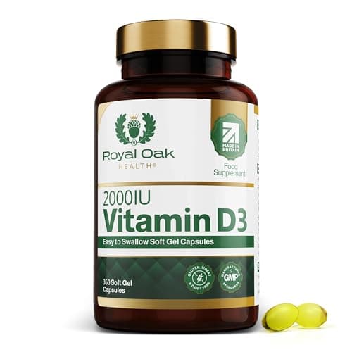Image of Royal Oak Health Vitamin D3 2000iu (Cholecalciferol) x360 Soft Gel Capsules / 12 Month Supply - High Strength Easy to Swallow Vitamin D Tablet Alternative Supplement for Immune, Muscle, Bones & Teeth