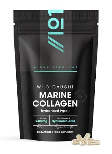 Image of Marine Collagen Capsules 2400mg - Wild Caught with Hyaluronic Acid & Vitamin C - 90 Capsules (Not Collagen Powder/Collagen Tablets) - Collagen Complex for Skin Joints & Hair for Women & Men