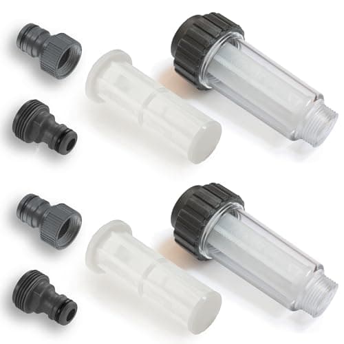 Image of MI:KA:FI Water Filter for Pressure Washer, Garden Pump, Garden Irrigation, Motorhome, ¾ Inch Connection, Suitable for Kärcher 4.730-059.0 (2x Filters, Includes Adapter)