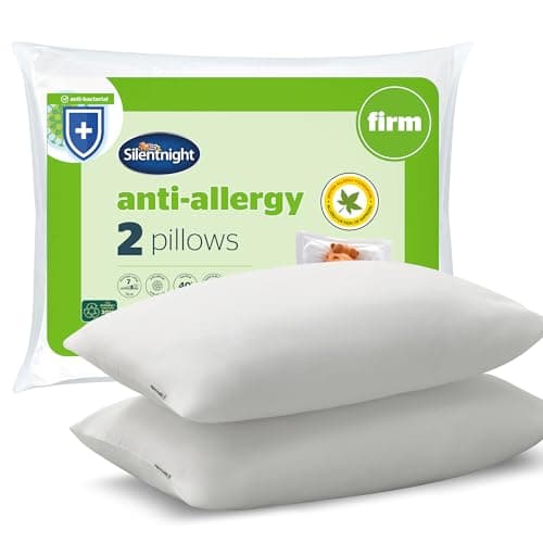 Image of Silentnight Anti Allergy Firm Pillows 2 Pack – Firm Support Pillows with Fibre Core Ideal for Side Sleepers and Neck and Shoulder Pain Relief – Hypoallergenic – Pack of 2,White