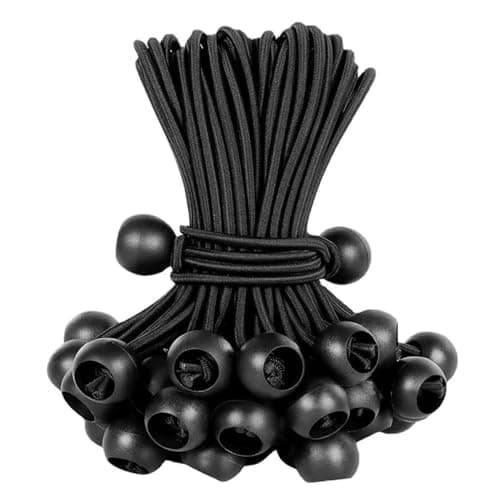 Image of 10 Pcs Bungee Cords With Balls, Tarpaulin Ties, Bungee Balls, Tarpaulin Bungees Cord, Elastic Bungees Ties, Heavy Duty Strap Ball, for Tents, Banners, Household, Camping, Tarps(15cm, Black)