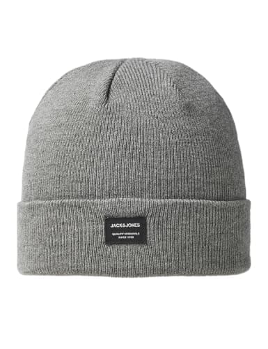 Image of Jack & Jones NOS Men's Jacdna Beanie Noos Beanie, Grey (Grey Melange Melange), One size
