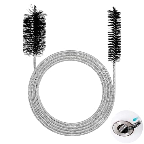 Image of Flexible Feeding Tube Cleaning Brush, Extended Sink Unblocker Snake, 200 Cm Double-Ended Pipe Cleaner Brush, For Shower Drain Refrigerator Aquarium Drain Hole(Two Heads Black)