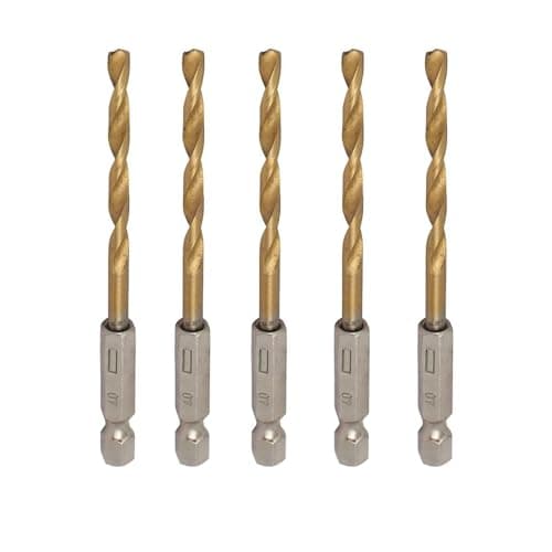 Image of TOP-VIGOR 5Pcs 4mm HSS Hex Shank Twist Drill Bits, High Speed Steel Drill Bit Set 1/4 Inch Shank, Quick Change Drill Bits for Steel, Wood, Plastic, Aluminum