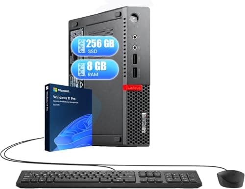 Image of Lenovo ThinkCentre M910Q Tiny PC Desktop Computer, Intel Core i5-6500, 8GB RAM, 256GB SSD, Bluetooth, QWERTY Keyboard, Mouse, USB WiFi, Windows 11 Pro (Refurbished)