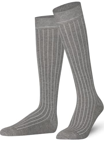 Image of Mysocks Knee High Socks for Women Men Girls - Seamless Toe Plain Ribbed Long Knee Length Socks - Breathable Cotton Tall Sock Stockings Ash Ribbed,8-11