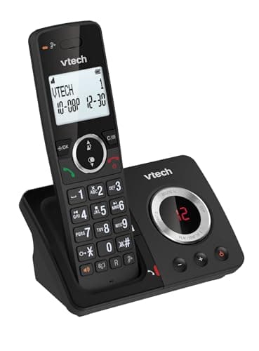 Image of VTech ES2050 DECT Cordless Phone with Answering Machine,Call Block,Easy-to-Read Backlit Display,Landline Phone with 18 Hours Talk-time,Volume Booster,Handsfree Speakerphone,Speed Dial,Single Handset