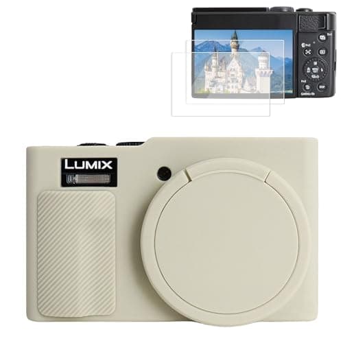 Image of Rieibi Silicone Case for Panasonic Lumix ZS99/TZ99 Camera, Accessories for Panasonic Lumix DC-ZS99/TZ99 Case with 2 Screen Protectors, Removable Lens Cover, Off White