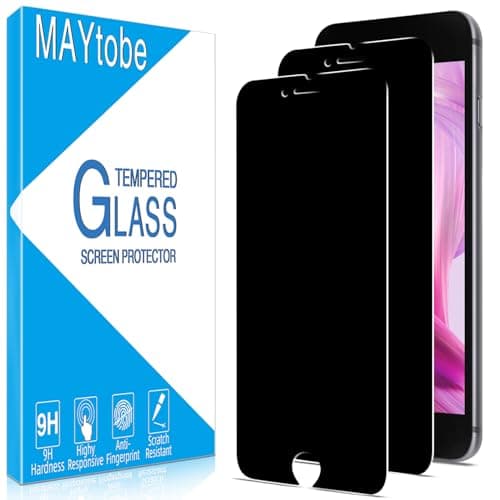 Image of MAYtobe 2 Pack Privacy Screen Protector for iPhone SE, SE 2, Anti Spy Tempered Glass, Case Friendly, Anti-Scratch, Ultra Resistant, Touch Sensitive, Bubble Free