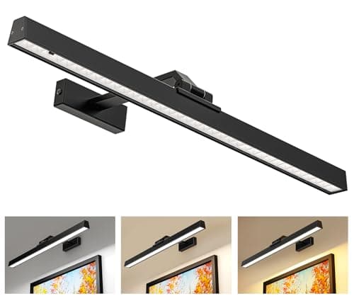 Image of MOITA 60CM Picture Lights for Wall, 6500mAh Battery Operated Wall Lamps with Remote, Rechargeable LED Picture Lights, Cordless Dartboard Lights Black