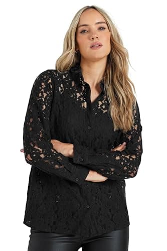 Image of Long Tall Sally - LTS Tall Lace Long Sleeve Shirt - Women's Black