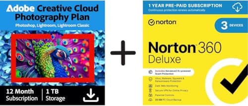 Image of Adobe Creative Cloud 1TB :Photoshop&Lightroom |1 Year + NORTON 360 | DELUXE | 2026 | 3 Devices | 1 User | 12 Months | PC/MAC |Activation Code by email