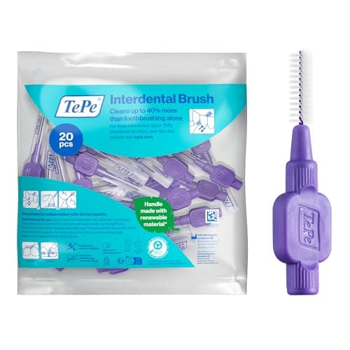 Image of TePe Interdental Brush, Original, Purple, 1,1mm/ISO 6, 20pcs, efficient Cleaning Between Teeth, Plaque Remover and Dental flosser for Large Gaps
