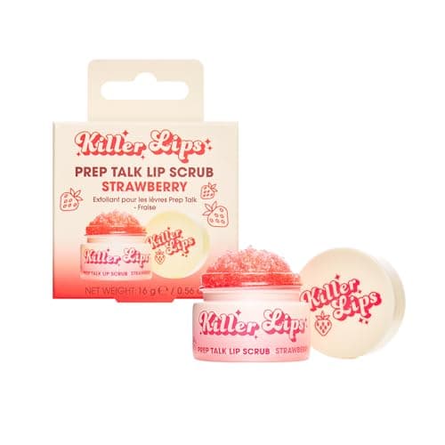 Image of Killer Lips Prep Talk Lip Scrub Strawberry 16g – Smoothing Sugar Lip Scrub with Jojoba Oil & Shea Butter, Hydrating Lip Exfoliator to Remove Dry Skin & Prime Lips for Lipstick, Vegan Friendly