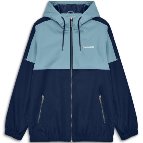 Image of Lambretta Mens Contrast Panel Hooded Jacket - Navy/Smoke Blue - 2XL