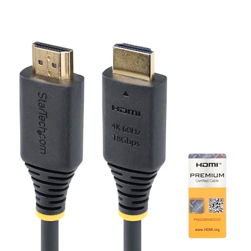Image of StarTech.com 1.5m (4.9ft) Premium Certified High Speed HDMI Cable, 4K 60Hz/1440p 144Hz, 18Gbps, UHD HDMI 2.0 Cord, TPE Jacket