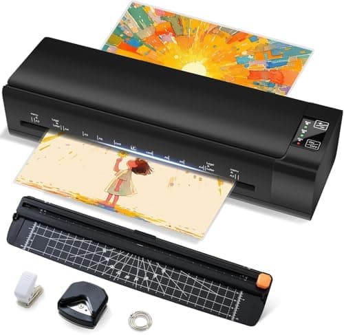 Image of Laminator Machine, A3 Laminator with Pouches for Hot & Cold Laminating Machine, 6-in-1 Features Fast 60S Warm Technology, Max 13 Inch Width and ABS Never-Jam Design for Home, Office or School Use
