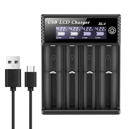 Image of 18650 Battery Charger 4 slot, Intelligent Charger With LCD Display Type-C for Li-ion 3.7V 10440 14500 16340 17335 17500 17650 18350 18500 18700 25500 1.2V NI-MH NI-CD AAA AA C SC F6