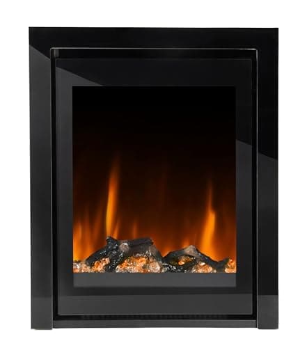 Image of Ezee Glow Pulse Inset Electric Fire - Suits standard 16" & 22" openings| Inset, Recessed Electric Fireplace Heater | 2 Heat Settings, 7-Day Timer & Remote Control | Black Glass