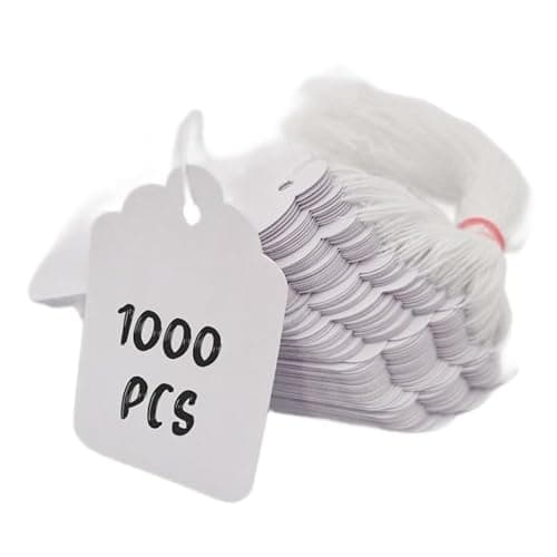 Image of Swift Strung Tags White Card Clothing Parcel Label String Hanging Gift Swing Tickets Kraft Hang Price Labelling 84mm x 52mm (Pack of 1000)
