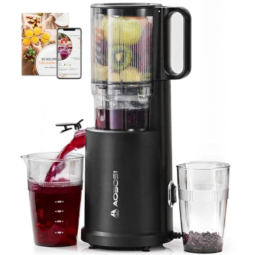 Image of AOBOSI Juicer Machines, 135MM Large Feed Chute for Whole Fruits and Vegetables - 1.5L Capacity 200W Cold Press Juicer with Upgraded Auger, Safety lock and Triple Filter, Classic Black
