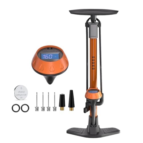 Image of GOBKO Bike Pump Bicycle Floor Pump with Digital Gauge, Bicycle Pumps with Presta and Schrader tire Pump multifunctional Air Pump for Road Bike MTB Sports Balls Pump High Pressure 160Psi &11Bar