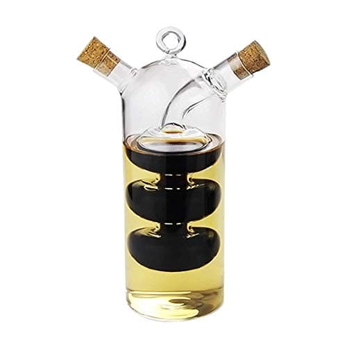 Image of WINAKUI Olive Oil and Vinegar Dispenser Cruet Bottles, 2 in 1 Transparent Glass Oil Bottle, Dual Glass Oil Dispenser Bottles for Kitchen Cooking Container