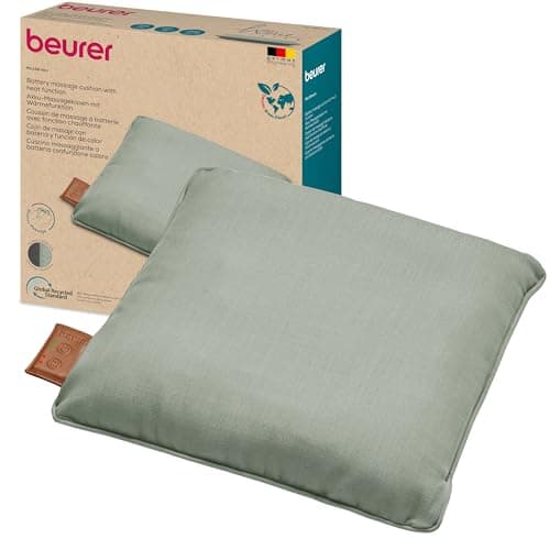 Image of Beurer MG 139 Battery Massage Pillow with Heat Function, Wireless Shiatsu Massage Cushion, Switchable Heat, Made from Recycled Material, Machine Washable, Automatic Shut-Off, 40 x 40 cm, Mint