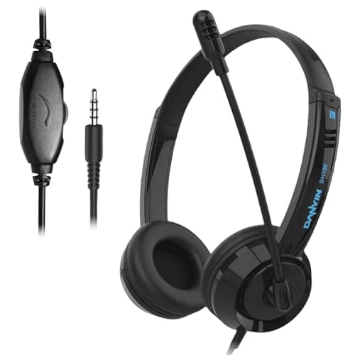 Image of Computer Headset with Microphone,3.5mm Headset with Microphone Noise Cancelling & Audio Control for PC Laptop Tablet Wired Stereo PC Headphone for Home Office Call Center Business Chat Gaming Teaching
