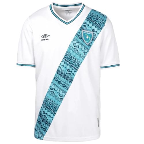 Image of Umbro Men's 23/24 El Guatemala National Team Soccer Jersey, White, Sky Blue, S