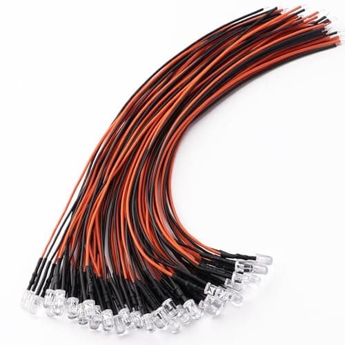 Image of YIXISI 40 PCS 5mm LED Diodes Light, 12V 20cm Pre Wired LED, Emitting Diodes Pre Wired, Orange