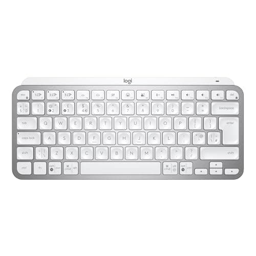 Image of Logitech MX Keys Mini Minimalist Wireless Illuminated Keyboard, Compact, Bluetooth, Backlit, USB-C, Compatible with Apple macOS, iOS, Windows, Linux, Android, Metal Build, QWERTY UK Layout - Pale Grey