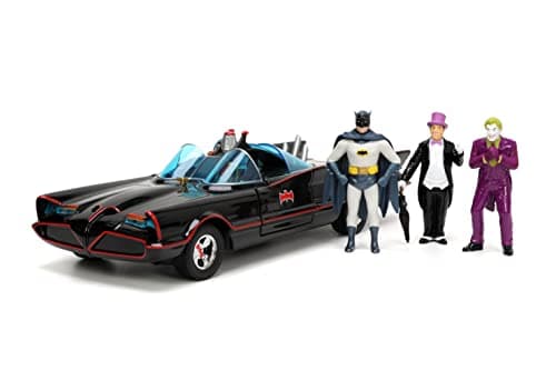 Image of DC Comics 1:24 Classic TV Series Batman Batmobile Die-Cast Car & 2.75" Batman, Robin, Penguin, & The Joker Figures