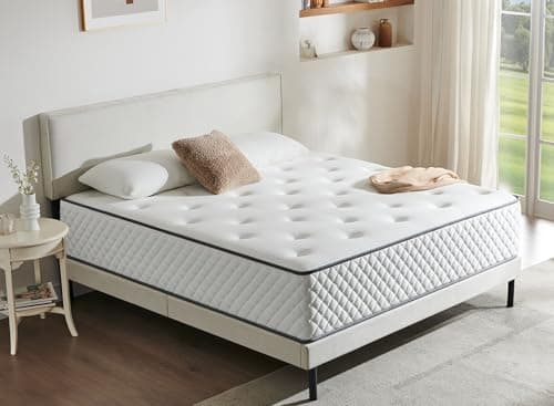 Image of Sleremind Double Mattress | 7-Zone Hybrid Pocket Spring Medium-Firm Bed Mattress | Pressure Relief Technology & Cooling Gel Memory Foam(135×190×22cm)
