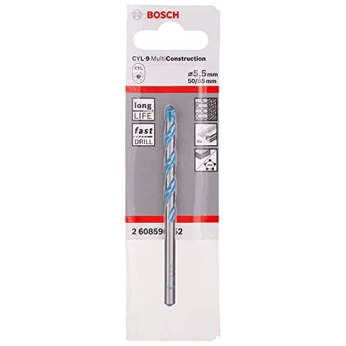 Image of Bosch Professional 2608596052 CYL-9 Multi Purpose Drill Bit, 5.5mm x 50mm x 85mm, Silver