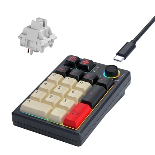 Image of KEYCOOL K19 Wireless Numeric Keyboard, Mechanical Number Keypad Hot-swappable Bluetooth Numpad 5.0/2.4GHz, RGB Multi-Function Knob Numerical Keyboard for Laptop Mac Win iOS Android