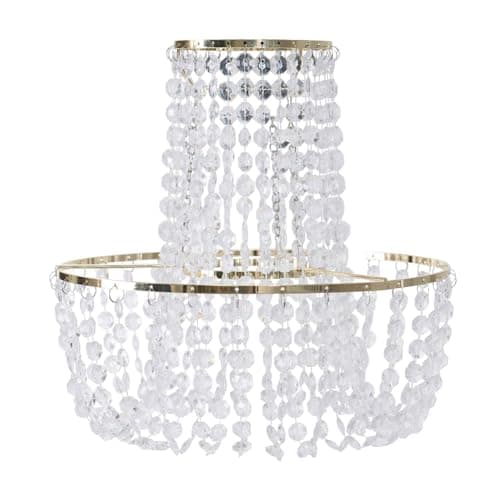 Image of ValueLights | Gold Jewel Acrylic Droplet Chandelier Ceiling Pendant Light Shade Easy Fit Lampshade | Shades, Home Décor & Improvement Essential | Included LED Bulb