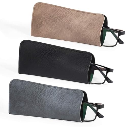 Image of Hifot 3 Piece Soft PU Leather Glasses Case Reading Storage Bag for Men Women