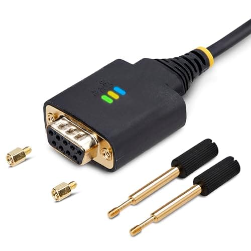 Image of StarTech 3ft (1m) USB to Null Modem Serial Adapter Cable, COM Retention, FTDI, USB-A to RS232, LED Indicators, Changeable DB9 Screws Nuts