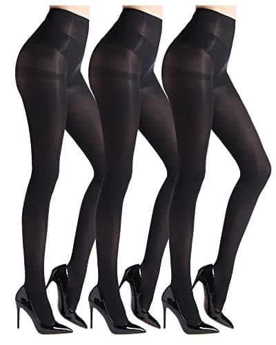 Image of ZIHUA 3 Pairs Opaque 40 Denier Black Tights for Women, Control Shaping Ladies Tights(Black, S)