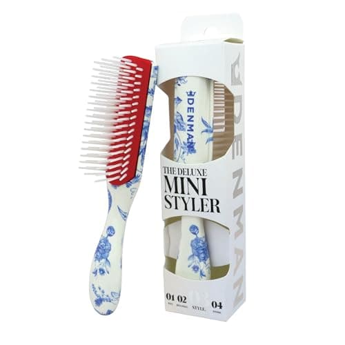 Image of Denman Mini Curl & Blow-Dry Styling Brush – Define Curls, Smooth Frizz & Style Short Hair with Precision, D14 Blue Belle