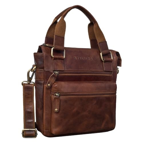 Image of STILORD "Lucia" Vintage Leather Bag Ladies Genuine Leather Leisure Handbag Crossbody Bag Elegant Evening Bag for 9.7 inch iPad Colour:Porto - Cognac