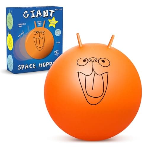 Image of CKB Ltd Extra Large Giant Retro Space Hopper for Adults - Inflatable Includes Foot Pump Holds up to 100kg Extra Large 75cm - Orange