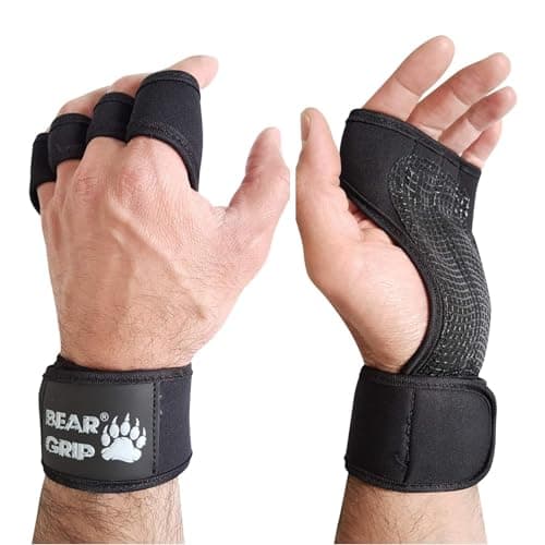 Image of BEAR GRIP - Open Workout Gloves for Bodybuilding, callisthenics, Powerlifting (Black, M)